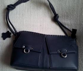 REAL COW LEATHER WOMEN HAND BAG INDIGO COLOR